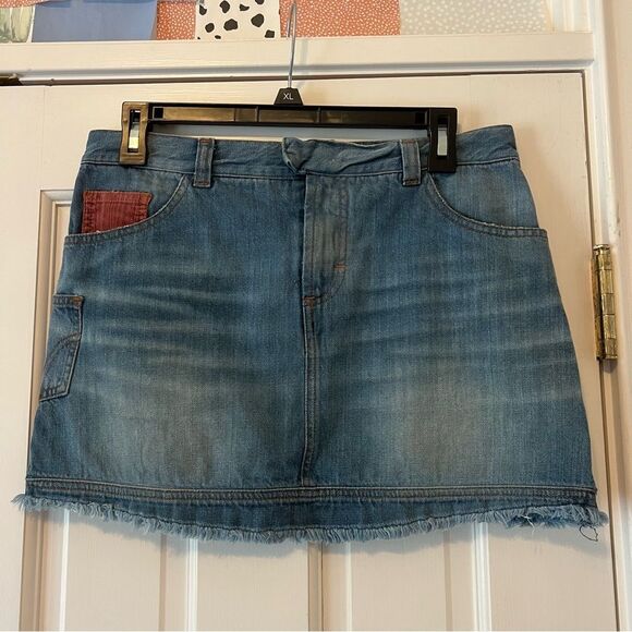 Dolce & Gabbana y2k Frey Hem Denim Mini Skirt with Contrasting Pockets - Picture 1 of 12